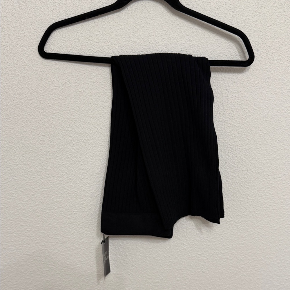 Elegant Black Ribbed knit midi Skirt